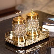European-style light luxury ornaments home soft decorations living room TV cabinet creative dining table coffee table glass storage candy jar