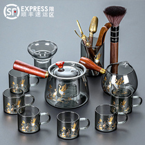 2023 New Glass Tea Set Suit Small Home Light Lavish High Gear Bubble Teapot Office Will Guest Tea Cup