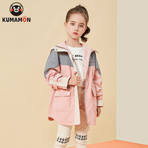 Kumamoto Bear childrens clothing girls autumn windbreaker coat 2021 spring new Korean childrens middle school children Spring and Autumn Long