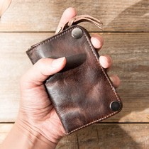 Mens leather key bag large capacity vegetable tanned cowhide coin bag female card bag head layer cowhide car key bag male