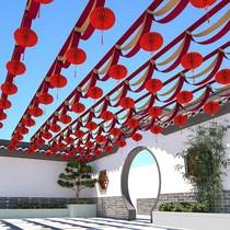 Wedding decoration wavy flag flower lantern outdoor rural courtyard door wedding wedding villa scene layout