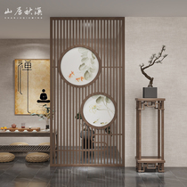 New Chinese hollow flower grid screen partition living room entrance decoration block log office Hotel separation