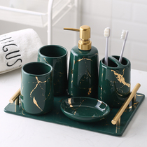 Ceramics ins Bathroom Five Pieces Toiletries Wash Suit Bath supplies toilet gargling cup Toothbrush Cup Kit Light Lavish
