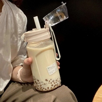 Straw water cup female student Korean version of simple high value plastic cup summer ins anti-drop and leak-proof simple hand Cup