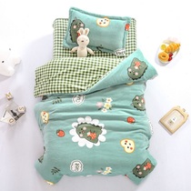 Kindergarten quilt double-sided velvet three-piece thickened baby milk velvet nap plus velvet quilt cover mattress six-piece set