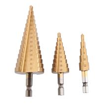 Hexagonal Shank Ladder Drill Straight Groove Plated Titanium Pagoda Drill Three Sets Of Chambering Drill Kit Steps Drill