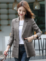 Plaid blazer womens medium-length 2021 New Korean version of British style fashion casual versatile small suit