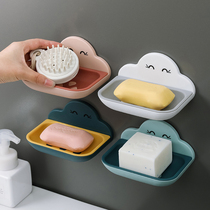 Double soap box rack Free hole storage rack Household bathroom toilet cloud wall-mounted soap box drain rack
