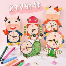 New Year's Day Small Making Pupils Clock Teaching Ads Puzzle DIY Handmade Material Package Kindergarten Know Time Props