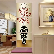 Triple frame porch print hour hand creative wall clock abstract vertical painting decoration living room painting Vase no clock art