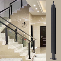 Simple Frosted Black stair handrail railings glass balcony corridor household stainless steel column guardrail indoor Villa
