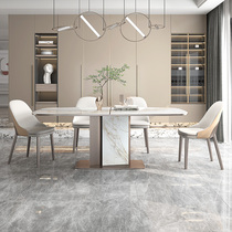 Bright Rock Plate Dining Table Household Dining Table Modern Simple Light Luxury High-end Rectangular Creative Dining Table Chair Combination