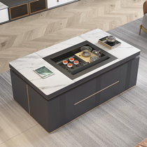 Fully automatic lifting coffee table tea table Integrated Household tea table light luxury modern multifunctional rock board kung fu tea table table