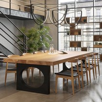Nordic Solid Wood Meeting Table Industrial Wind Minima Bar Table Negotiation Table Training Table Log Office Large Bench