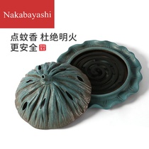 Mosquito oven ceramic indoor mosquito coil sandalwood sunken household Japanese spot mosquito coil incense holder extra large plate incense burner