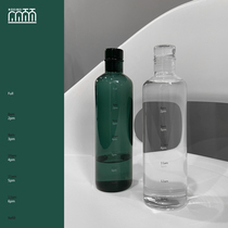 boeibei Bu a Cup time scale Cup sealed High Borosilicate high temperature 500ml glass water bottle dark green water Cup