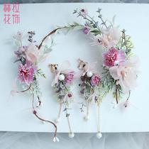 Hera Bride floral headdress Bride Headwear Korean Silk Yarn Flower Hair Accessories Set Wedding Accessories