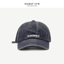 Hat female summer sun hat Korean letter embroidered baseball cap male washed denim cap curved brim hat tide