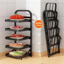 Kitchen folding non-punching wall-mounted shelf countertop vegetable multi-layer preparation home storage preparation plate