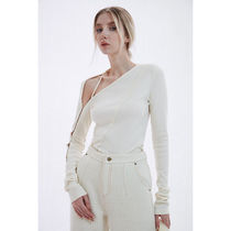 Design niche pure for wind asymmetric shoulder hollow sealing hook sexy sweater bottoming female