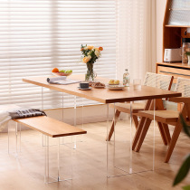 Nordic acrylic suspended cherry wood dining table Japanese-style solid wood large board table modern minimalist workbench home dining table