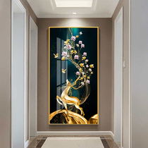 Porch decorative painting entrance to the entrance of the road modern simple vertical mural painting Nordic light luxury crystal porcelain diamond hanging painting