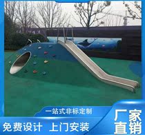 Outdoor stainless steel drill tunnel children plastic drill hole kindergarten Park climbing landscape cave custom factory