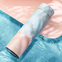  Thermos cup ladies high facial value cute portable male student water cup Korean version of personality creative 304 stainless steel cup