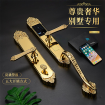 High-end European Villa double door fingerprint lock pure copper gold lock European door door door door remote password lock