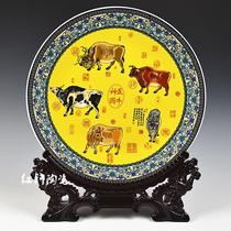  Jingdezhen ceramics Hongyun Dangdang hanging plate Home decoration wine cabinet entrance office decoration plate craft