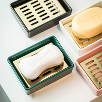 New light luxury drain soap box home creative fashion ins high-grade ceramic double-layer large soap storage rack