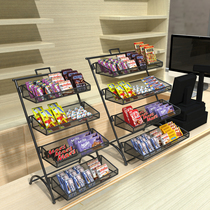 Supermarket cashier convenience store front desk display rack bar snack gum bread KFC shelf