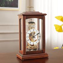 European mechanical clock home vintage decorative ornaments living room antique all copper movement sitting clock Chinese swing clock