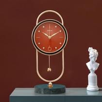 Modern light luxury leather clock home fashion decoration desktop clock living room desktop creative personality atmospheric clock
