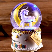 Unicorn series Light snow Crystal ball Music box Male and female classmates gift Holiday gift Pendant Notebook
