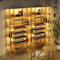 Winery wine cabinet display stand iron floor-standing wine display creative luminous multi-layer wine shelf shelf