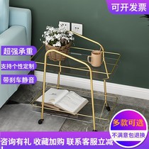 Restaurant glass trolley 4s mobile dining car living room hotel household stainless steel wine trolley rack