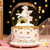 Christmas glowing rotating crystal ball music box Girls music box ornaments girlfriend boyfriend children birthday gift