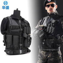 New mesh multi-pocket vest attendance outdoor equipment training uniform black multi-function mesh tactical vest