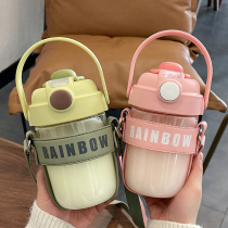 Cute Big Belly Double Drink Womens Tennis Red High Face Value Plastic Water Cup Schoolgirl Child School Reclining Portable Straw Cup