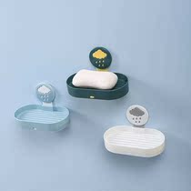 Double soap box non-perforated household wall-mounted bathroom drain soap box toilet soap storage box