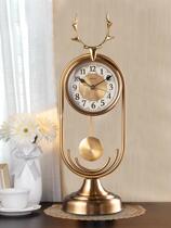 Light luxury pendulum clock clock living room clock home retro desktop desktop high-end clock fashion sitting clock ornaments