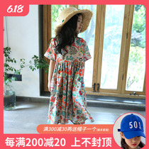 Girl's dress: new summer dress in 2020; girl's medium length printed medium and large children's dress