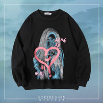 BCKJ original designer brand Autumn Sweater men and women round neck Street sketch print couple loose coat