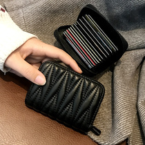 Card Bag Lady Delicately High-end 2021 New Large Capacity Multi-Position Multi-Position Small Mesh Red Genuine Leather Anti-Degaussing