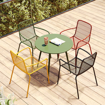 Nordic Villa Garden Outdoor Open Air Casual Patio Milk Tea Shop table and chairs Combined waterproof sunscreen for anti-corrosive 3 sets