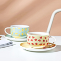 Modern housewife lovely girl heart fruit coffee cup with plate ceramic home Afternoon tea cup tea set