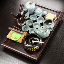 A set of ebony wood tea tray home living room purple sand kung fu tea set simple light luxury tea table tea set