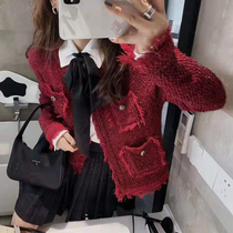 Miq's autumn small fragrant coat short women's car Lizi red small temperament celebrity cardigan top