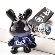 Cool starry rabbit cartoon car keychain pendant men and women space Planet personality leather key chain ornaments